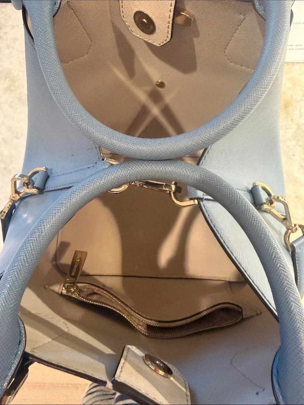 Michael Kors Dusty Blue Leather Shoulder Satchel